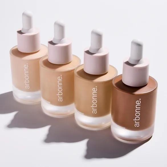 Matte foundation bottle alongside a smooth shade swatch