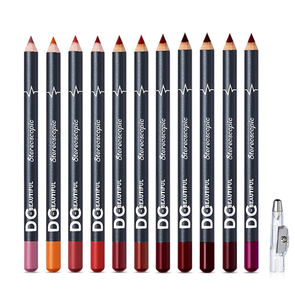 Set of twelve lip liner pencils in assorted shades